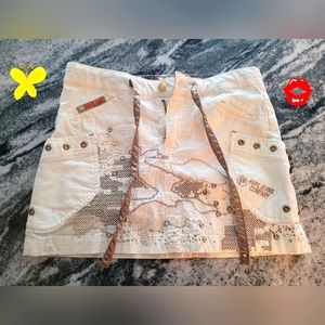 Pepe Jeans Mini Skirt (size 26) off white color with studs and rhinestones